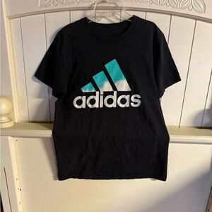 Adidas Kids Black and Teal Logo T-Shirt